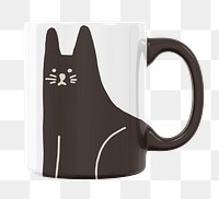 Cat coffee mug png sticker, transparent background