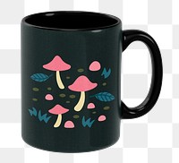 Mushroom coffee mug png sticker, transparent background