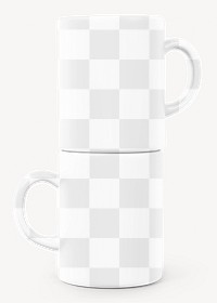 Ceramic mugs png mockup, transparent product design