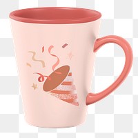 Pink ceramic mug png sticker, transparent background