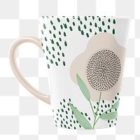 Floral ceramic mug png sticker, transparent background