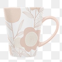 Floral ceramic mug png sticker, transparent background