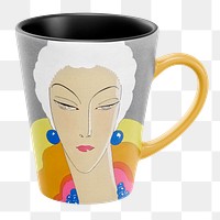 Vintage ceramic mug png sticker, transparent background