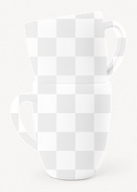 Ceramic coffee png mugs mockup, transparent design