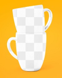 Ceramic coffee png mugs mockup, transparent design