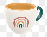 Rainbow espresso cup png sticker, transparent background