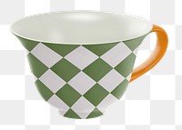 Checkered tea cup png sticker, transparent background