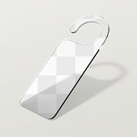 Door tag png mockup, 3D transparent design