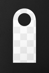 Door hanger png mockup, black transparent design