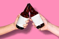 Beer bottle png mockup, transparent label