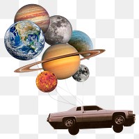 Png solar system balloons sticker, remixed media, transparent background