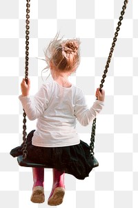 Kid on swing png sticker, transparent background