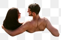 Couple hugging png sticker, happy relationship, transparent background