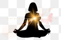 Enlightment png sticker, meditation, transparent background