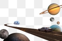 Road to space png border, surreal remixed media, transparent background