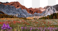 Mountain landscape png border, transparent background