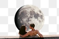 Png couple vacation border, moon remixed media, transparent background