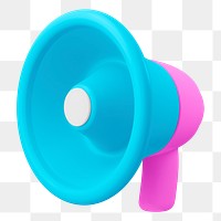 Cute megaphone png sticker, 3D rendering, transparent background
