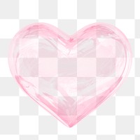 Glossy heart png sticker, 3D rendering, transparent background