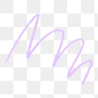 Scribble line png sticker, purple design, transparent background