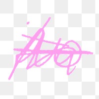 Png scribble line sticker, pink design, transparent background