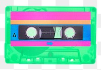 Png colorful cassette tape sticker, transparent background