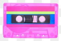 Png pink cassette tape sticker, transparent background