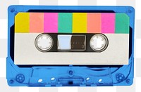 Png colorful cassette tape sticker, transparent background