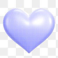 Blue heart png sticker, 3D rendering, transparent background