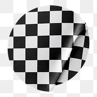 Png checkered pattern round sticker, transparent background