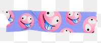 Png emoji washi tape sticker, transparent background