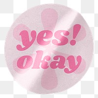 Png cute pink round sticker, transparent background