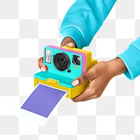 Png colorful instant photo camera sticker, transparent background