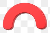 Png curved line sticker, red 3D rendering, transparent background