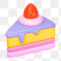 Png cute cake sticker, 3D rendering, transparent background