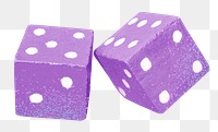 Png purple dice sticker, transparent background