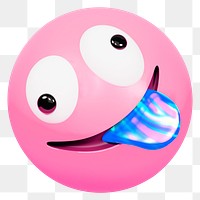 3D rendering character png emoticon sticker, sticking tongue out design, collage element