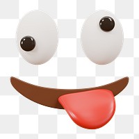 Png crazy face emoji sticker, 3D rendering, transparent background