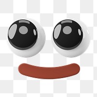 Png smiling face emoji sticker, 3D rendering, transparent background