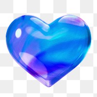 Blue heart png sticker, 3D rendering, transparent background