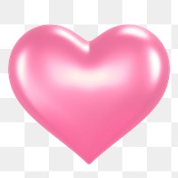 Pink heart png sticker, 3D rendering, transparent background