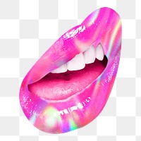 Png pink lips sticker, funky design, transparent background