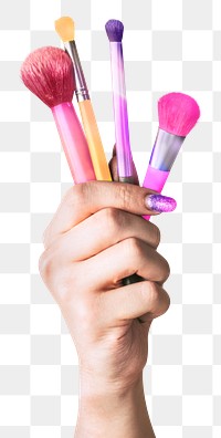 Png makeup brushes sticker, transparent background