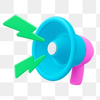 Cute megaphone png sticker, 3D rendering, transparent background