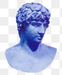Png blue bust sticker, transparent background
