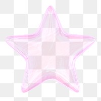 Png glossy star sticker, 3D rendering, transparent background