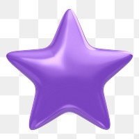 Purple star png sticker, 3D rendering, transparent background