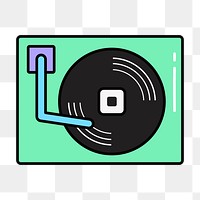 Png vinyl record icon sticker, transparent background