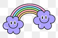 Rainbow icon png with smiling flowers on transparent background 