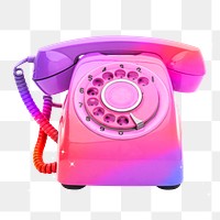 Png colorful retro telephone sticker, transparent background